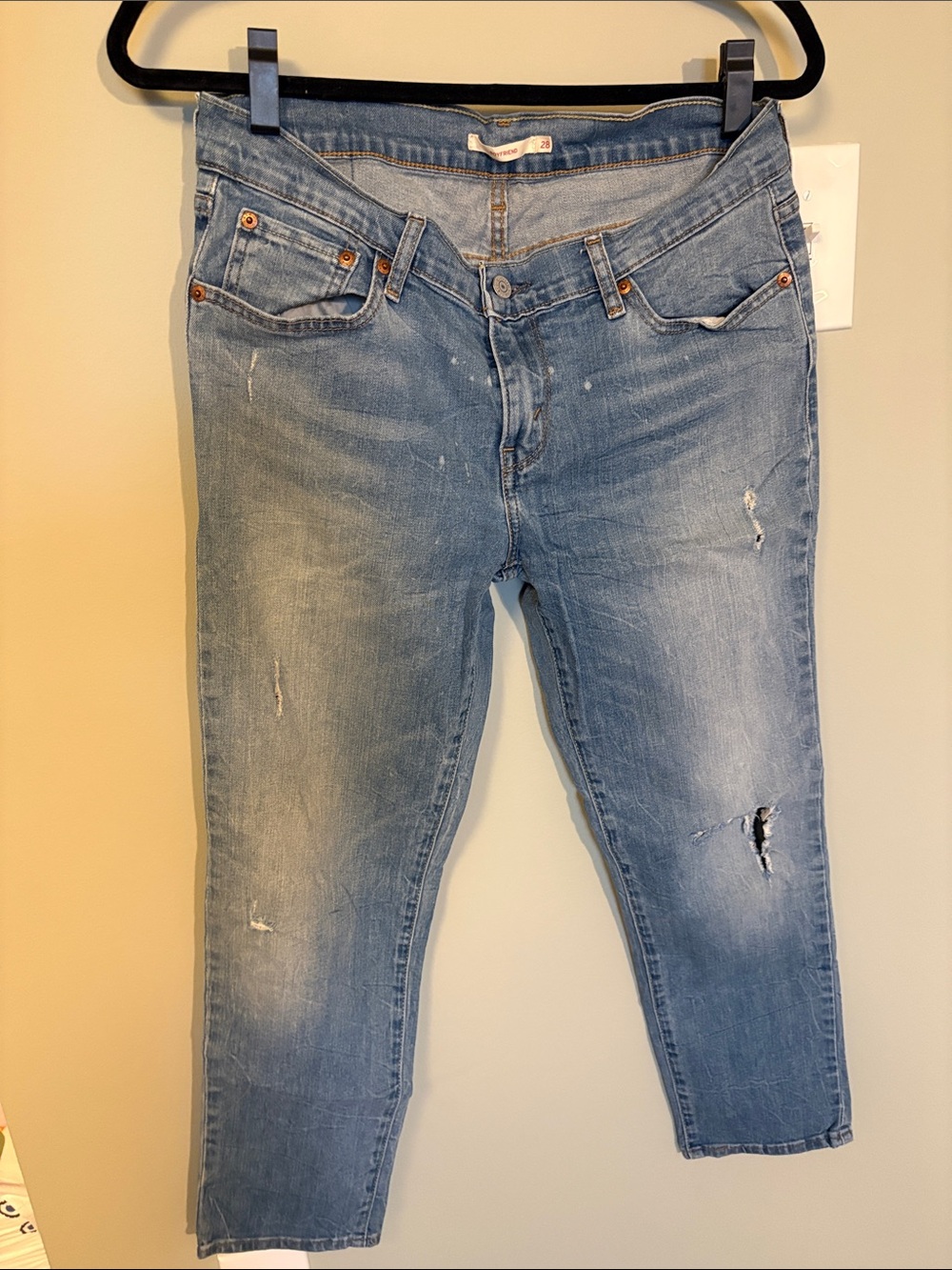 Boyfriend Jeans in Light Blue Denim - Women's Relaxed Fit